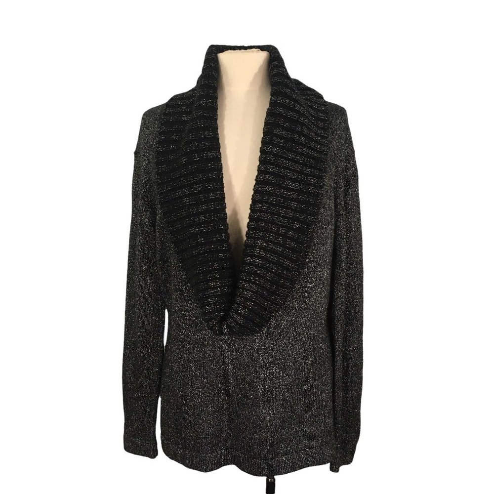 The Look Randolph Duke Black Silver Long Cowl Neck‎ Sweater, Medium